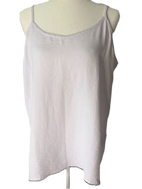 Ofeefan White Strappy Camisole Tank Top XL Boho Textured Layering Summer V-Neck